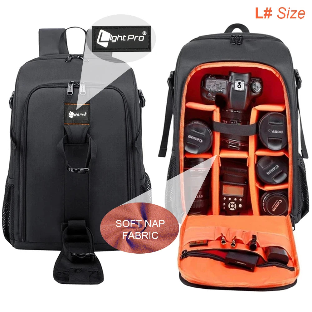 Large Waterproof Camera Backpack with Rain Cover Tripod Bag – Fits D