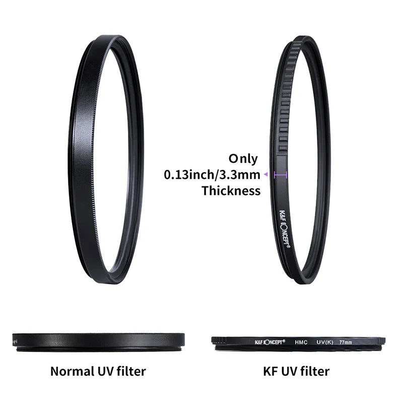 K&F CONCEPT UV Filter Lens MC Ultra Slim Multi-Coated Protection for 37–82mm Camera Lenses