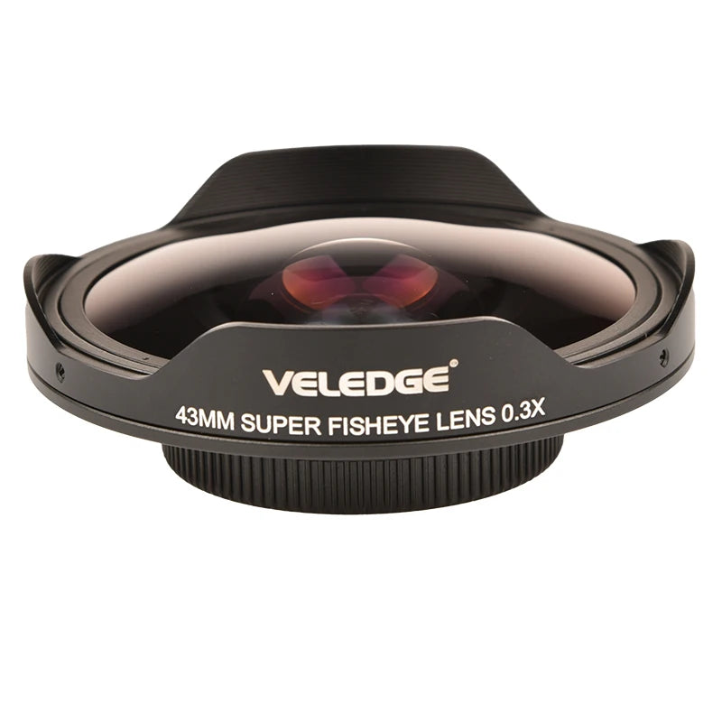 0.3X HD Ultra Fisheye Lens Adapter with Hood – 37mm/43mm for Camcorders & Video Cameras