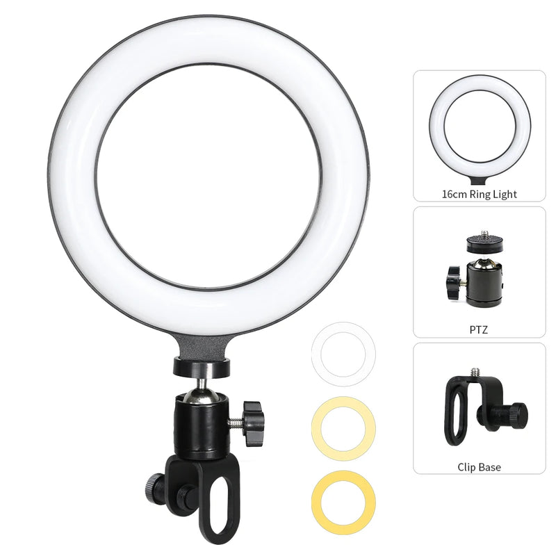 6.3" LED Ring Light for Live Streaming & Video Calls – USB Clip-On for Laptop, MacBook, PC