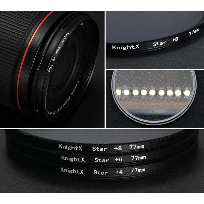 KnightX Star Line Camera Lens Filter 4 6 8 Star for Canon, Sony, Nikon DSLR – 52mm to 77mm
