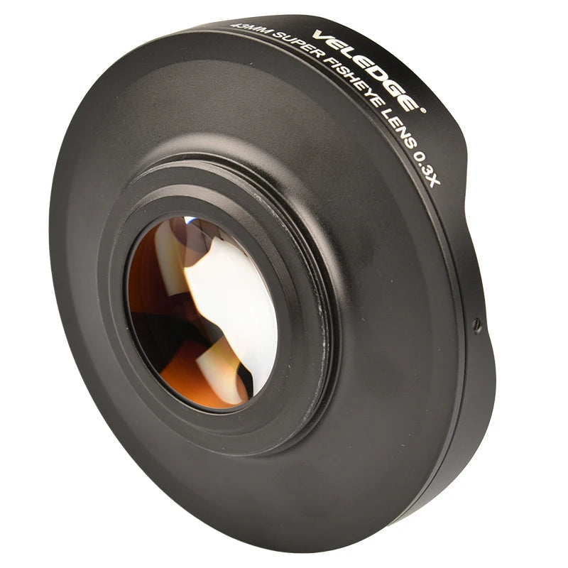 0.3X HD Ultra Fisheye Lens Adapter with Hood – 37mm/43mm for Camcorders & Video Cameras