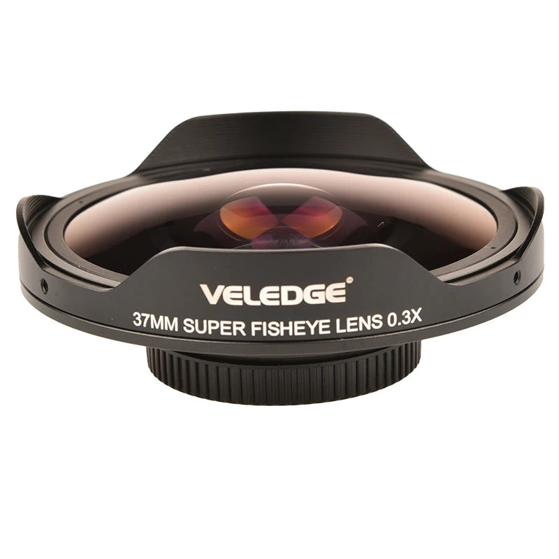 0.3X HD Ultra Fisheye Lens Adapter with Hood – 37mm/43mm for Camcorders & Video Cameras