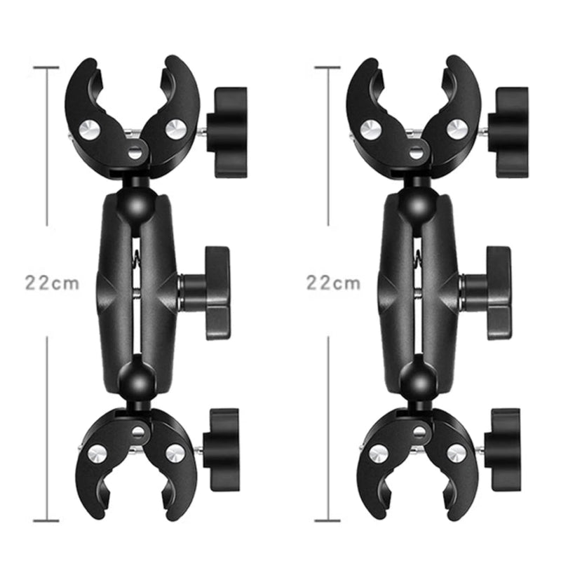 HONGDAK Motorcycle & Bicycle Double Bracket – For Insta360 One X2/X3, GoPro 11/10/9, and Cameras