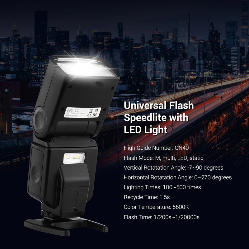 ANDOER GN40 Flash Speedlite – Adjustable LED Light for Canon, Nikon, Olympus & Pentax DSLR Cameras