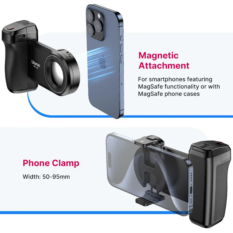 ULANZI MA35 MagSafe Bluetooth Shutter Camera Handle Grip – Vertical & Horizontal Shooting