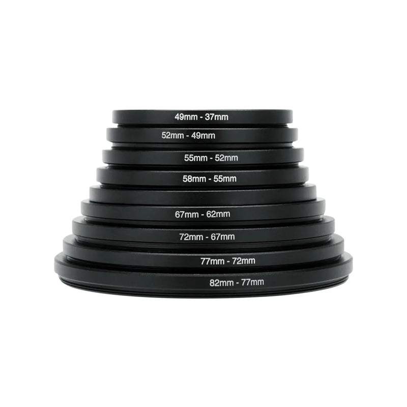 9pcs/18pcs Camera Lens Filter Step Up/Down Adapter Ring Set – 37mm-82mm for DSLR Cameras