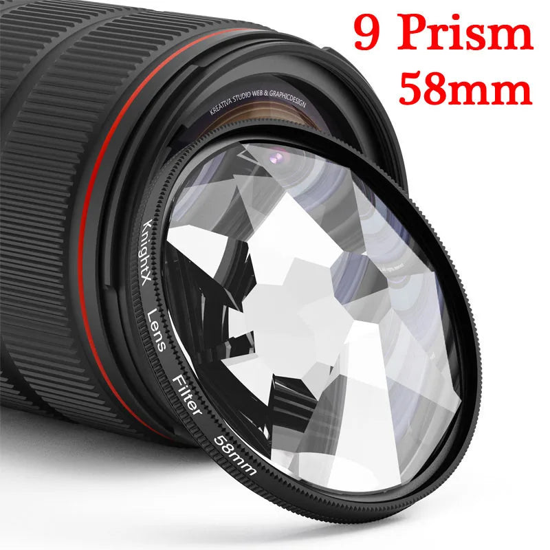 Kaleidoscope Prism Filter 49mm–77mm Glass Creative Lens Effect for DSLR Cameras & Phones