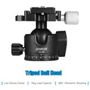 ANDOER H-35 Tripod Ball Head – 360° Panorama Ballhead Mount with U-Groove, 15kg Load Capacity