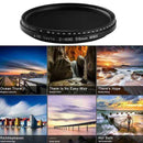 Adjustable ND Filter ND2 to ND400 Variable Neutral Density Filter for DSLR Camera Lens