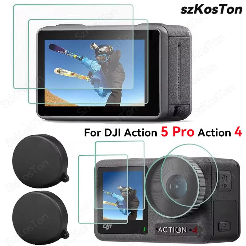 Silicone Lens Dust Cover with Tempered Film for DJI Osmo Action 4/5 Pro – Anti-Slip Protection