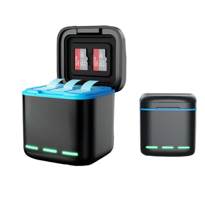 HONGDAK 3-Way Fast Battery Charger for GoPro Hero 8/7/6/5 – With Type-C Cable & TF Card Slots