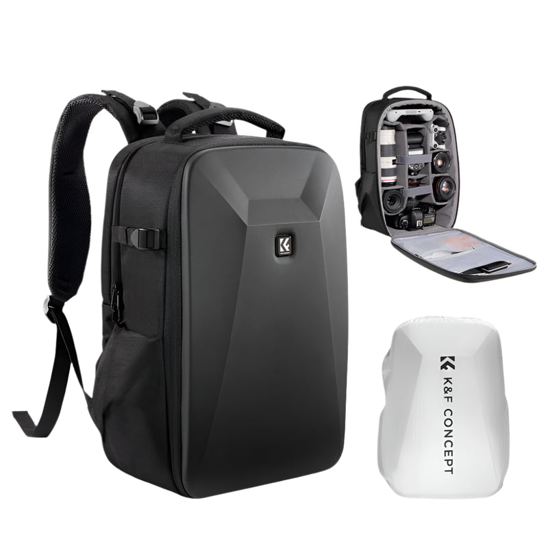 K&F Concept 22L Camera Backpack – Hard-Shell Bag with Tripod Holder & 15.6