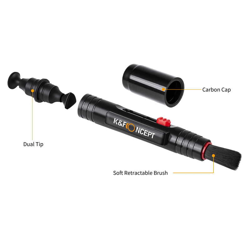 K&F Concept Retractable Lens Cleaning Pen – Soft Brush for Cameras, Filters, Sensors, and Screens