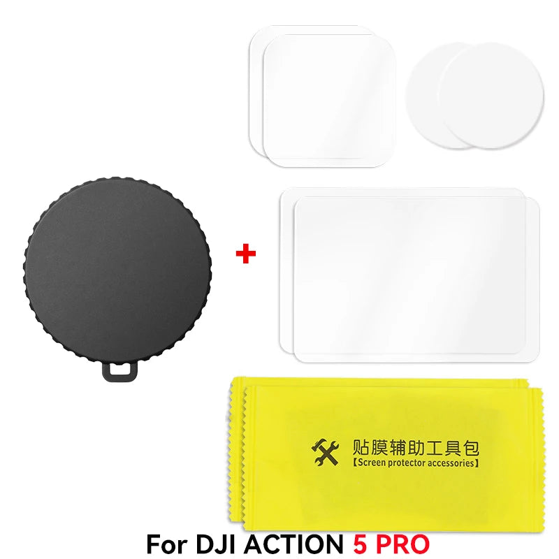 Silicone Lens Dust Cover with Tempered Film for DJI Osmo Action 4/5 Pro – Anti-Slip Protection