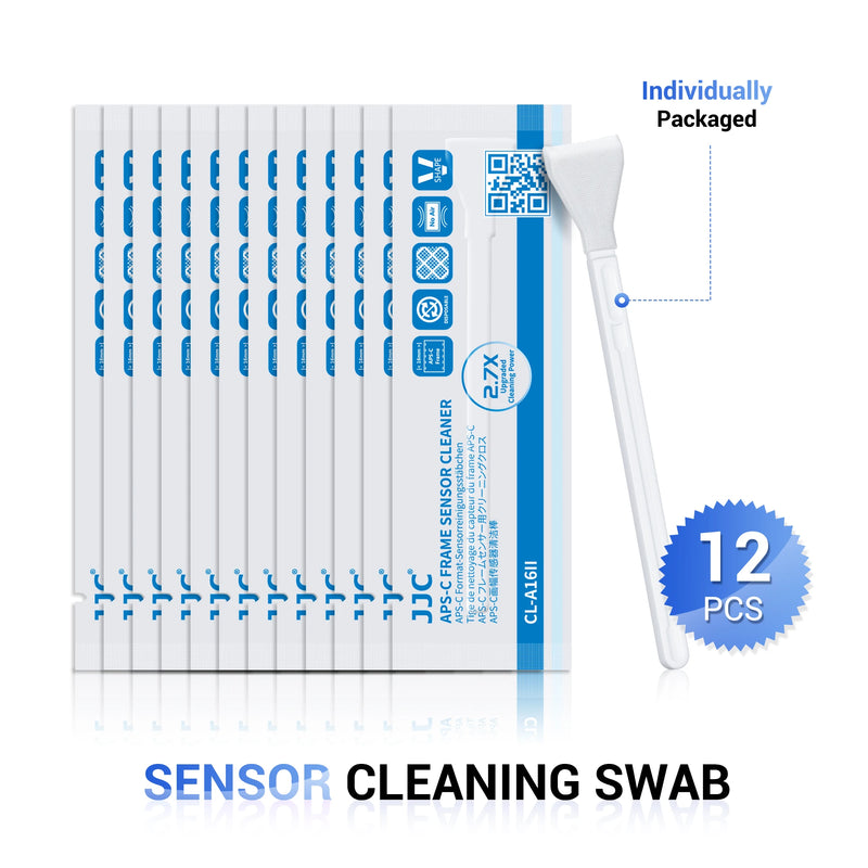JJC APS-C & Full Frame Sensor Cleaning Swabs – 12-Pack CCD/CMOS DSLR Camera, Lens, LCD, Cleaning Kit