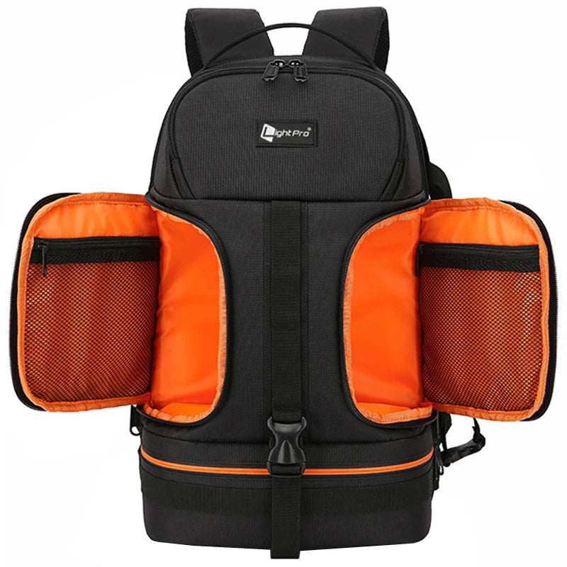 Lightpro Waterproof Camera Backpack – Fits DSLR, 15.6” Laptop, 3 Lenses, 2 Tripods, with Rain Cover
