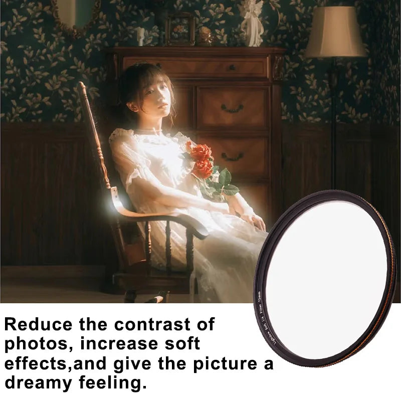 Lightdow 1/4 White Soft Lens Filter for Canon, Nikon, Sony – Portrait Photography (49mm-82mm)