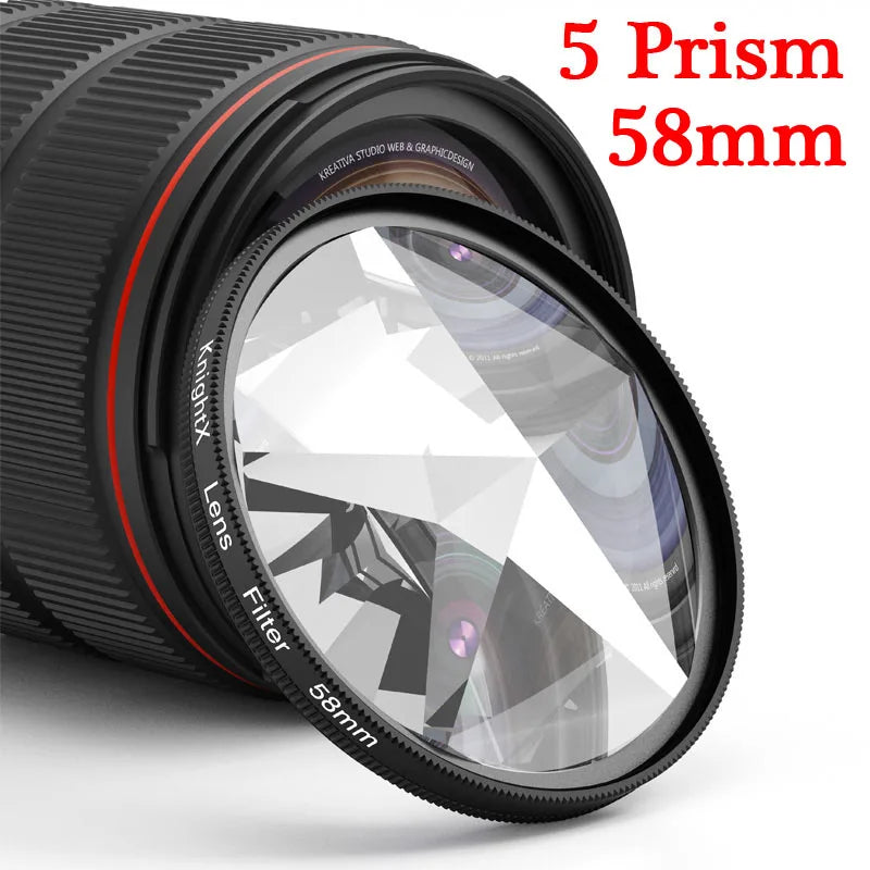 Kaleidoscope Prism Filter 49mm–77mm Glass Creative Lens Effect for DSLR Cameras & Phones