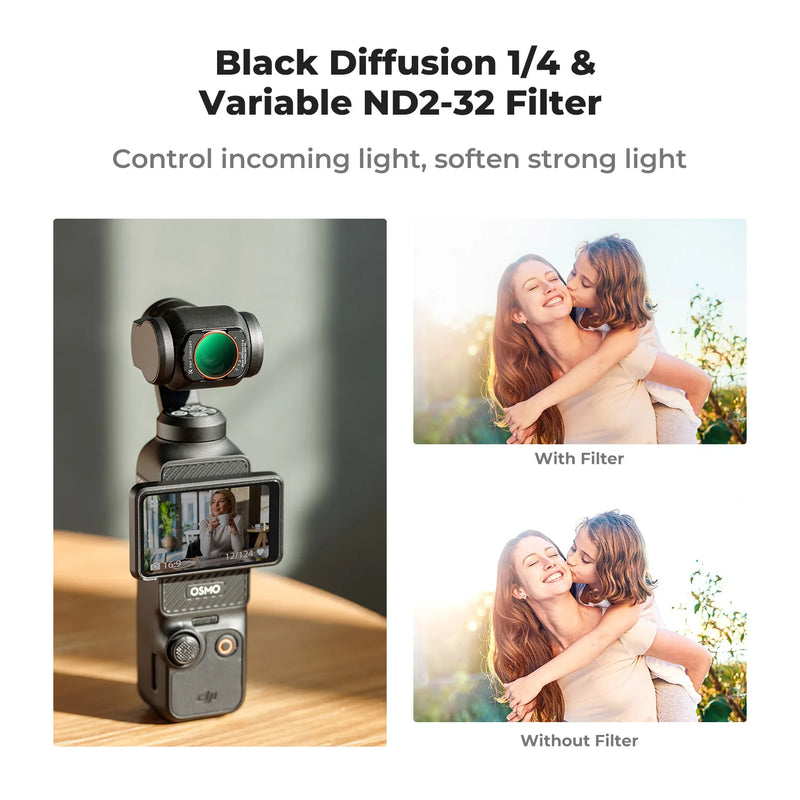 K&F CONCEPT Magnetic Variable ND2-32 & 1/4 Black Mist Filter for DJI Osmo Pocket 3