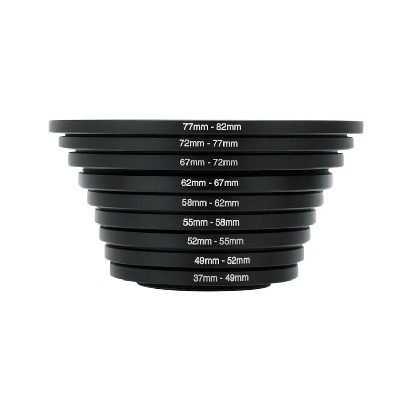 9pcs/18pcs Camera Lens Filter Step Up/Down Adapter Ring Set – 37mm-82mm for DSLR Cameras