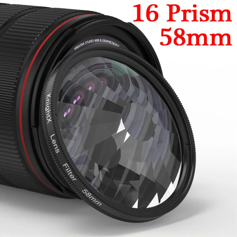 Kaleidoscope Prism Filter 49mm–77mm Glass Creative Lens Effect for DSLR Cameras & Phones