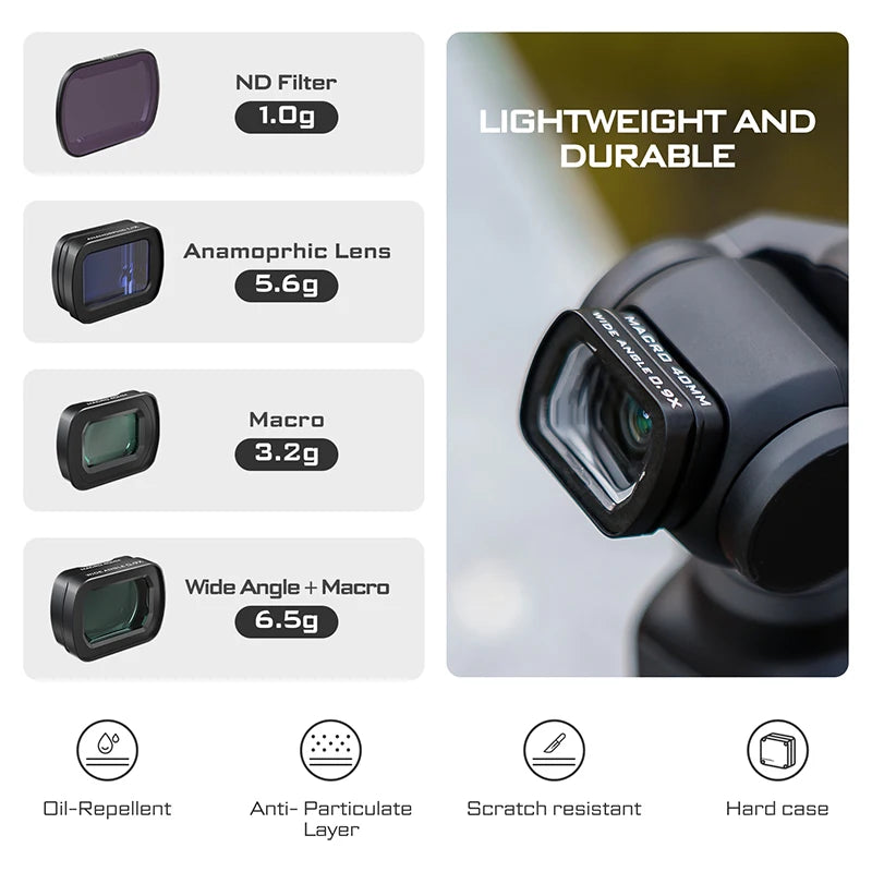 Freewell 2-in-1 Macro 40mm & Wide Angle 0.9x Lens Filter Kit for DJI Osmo Pocket 3