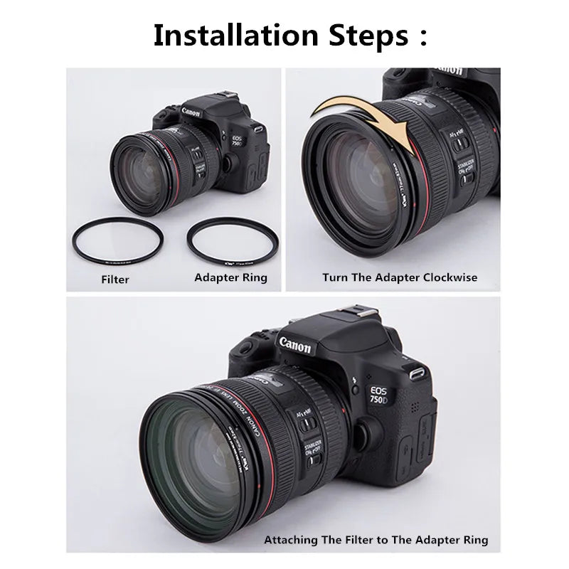 SZKOSTON 9/18-Piece Filter Ring Adapter Set – Step-Up & Step-Down Rings 37-82mm for DSLR Lenses