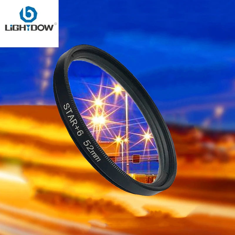 Lightdow 6-Line Star Filter for DSLR Camera Lens – Creates Starburst Effect for Canon, Nikon, Sony