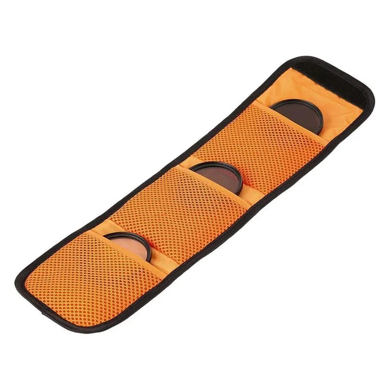3-Pocket Foldable Camera Lens Filter Pouch Case for 82mm ND UV CPL Filters