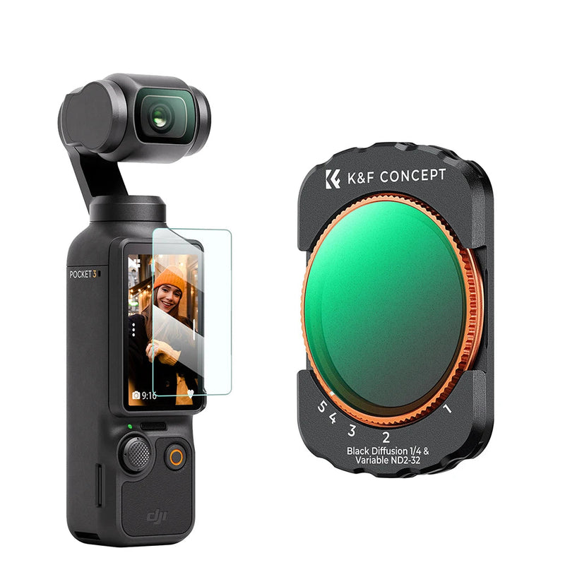 K&F CONCEPT Magnetic Variable ND2-32 & 1/4 Black Mist Filter for DJI Osmo Pocket 3