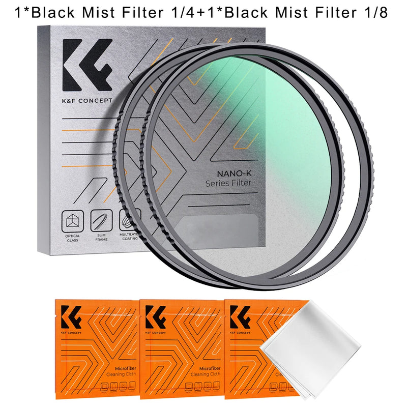 K&F Concept 49-82mm Black Mist Diffusion Filter 1/4 1/8 with Multi Coated for Nikon DSLR Lens 49mm 52mm 58mm 62mm 67mm 77mm 82mm