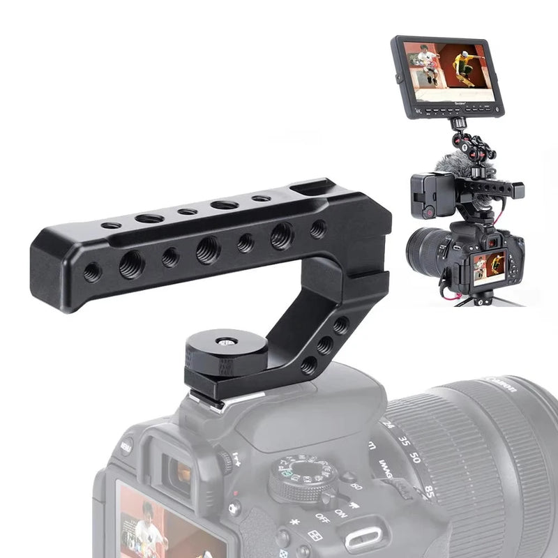 DSLR Camera Top Handle Grip with Cold Shoe Mount for Rigs and Stabilizers