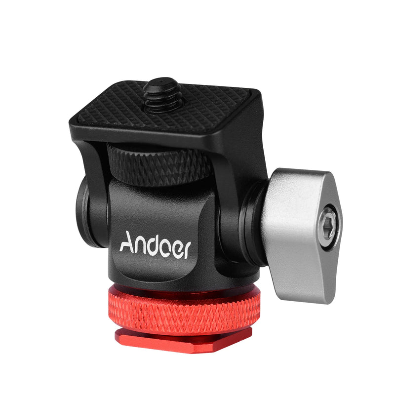 ANDOER Mini Monitor Mount Tripod Head – Cold Shoe Adapter with 1/4" Screw for Camera Accessories