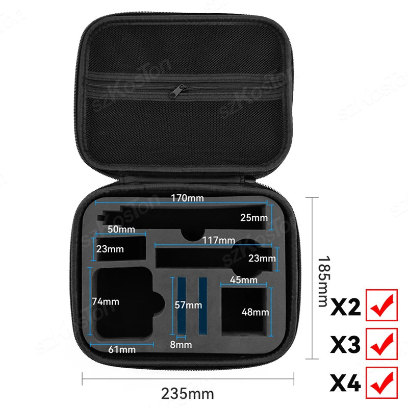 SZKOSTON Protective Carrying Case for Insta360 X4 X3 X2 – Portable Storage Bag