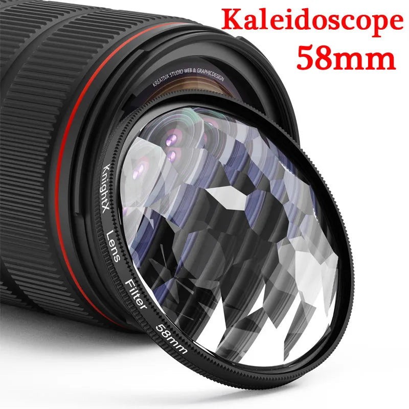 Kaleidoscope Prism Filter 49mm–77mm Glass Creative Lens Effect for DSLR Cameras & Phones