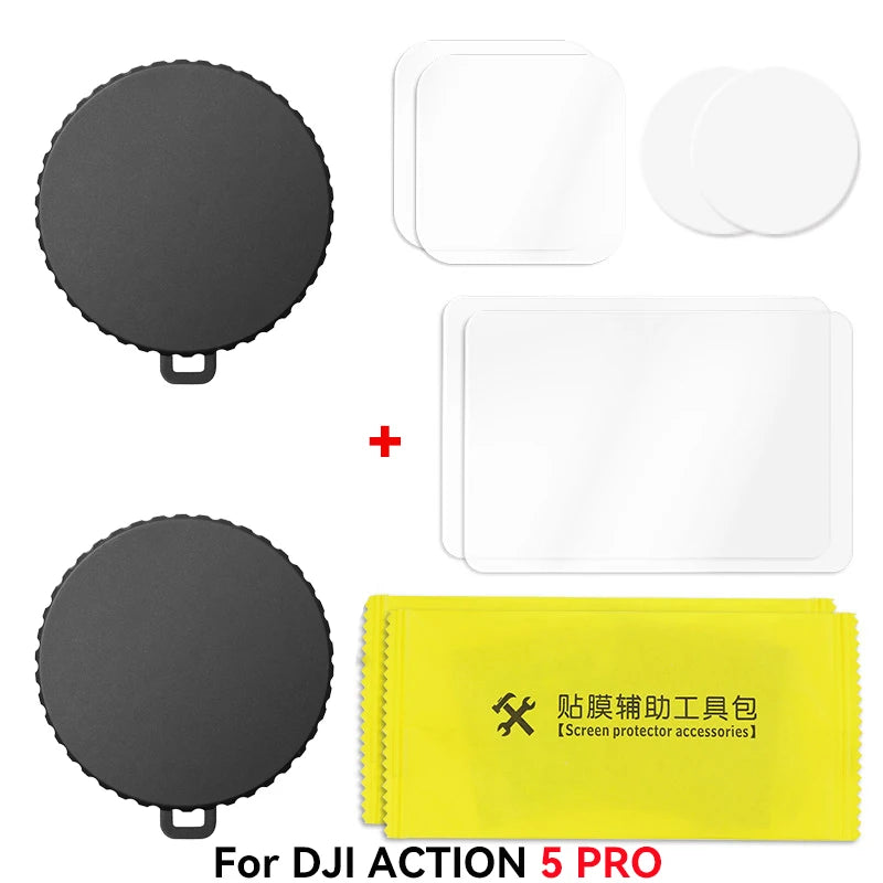 Silicone Lens Dust Cover with Tempered Film for DJI Osmo Action 4/5 Pro – Anti-Slip Protection