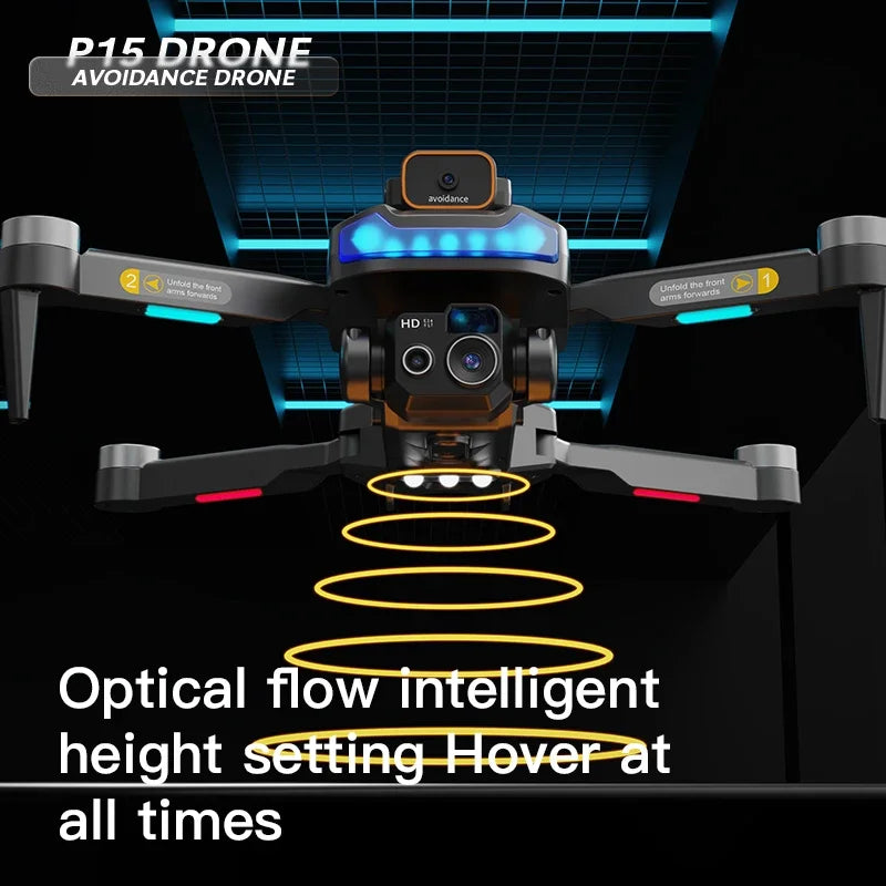 P15 PRO Drone 8K Dual Camera with GPS, Brushless Motors & 360° Obstacle Avoidance