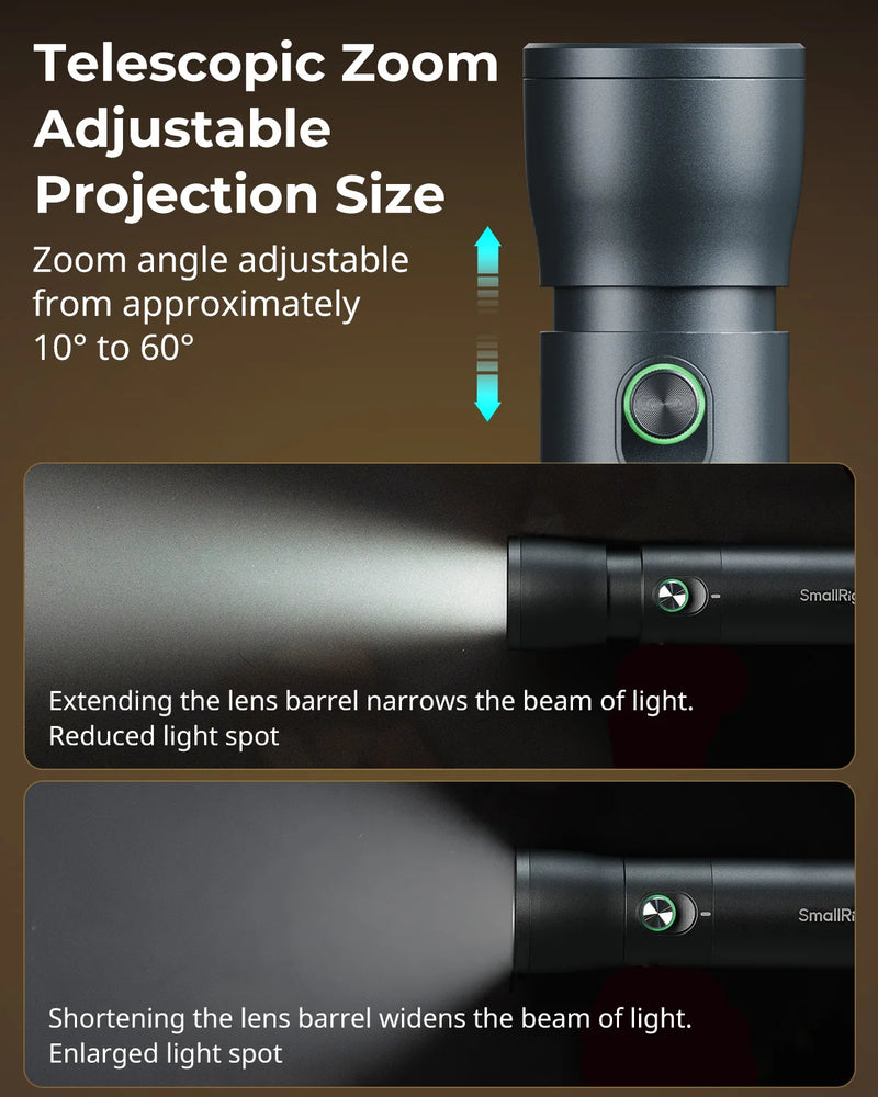 SmallRig RF 10C Focusable LED Video Light with Filters & Adjustable Color – 3H Runtime