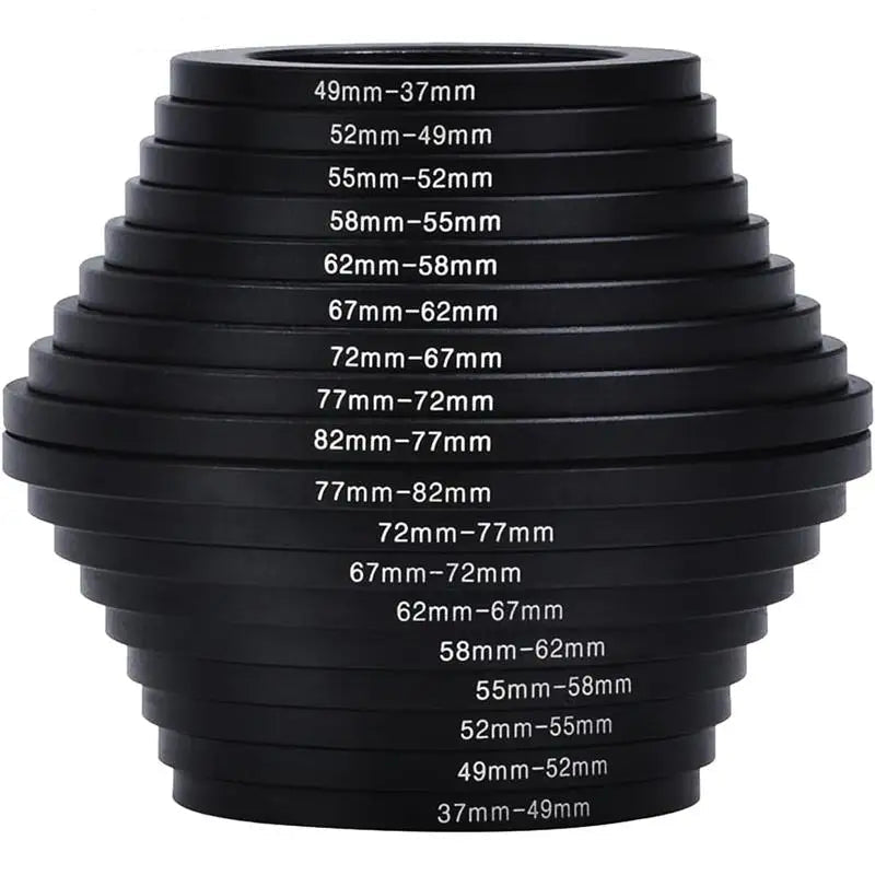 SZKOSTON 9/18-Piece Filter Ring Adapter Set – Step-Up & Step-Down Rings 37-82mm for DSLR Lenses