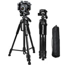 Aluminum Phone & Camera Tripod 140CM with Quick Mount Plate for DSLR, SLR & Smartphone