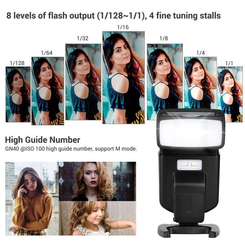 ANDOER GN40 Flash Speedlite – Adjustable LED Light for Canon, Nikon, Olympus & Pentax DSLR Cameras