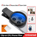 Clip-on CPL Phone Filter Kits 52mm Camera Lens Circular Polarizer Filter for iPhone 15, 14, 13