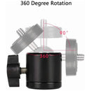 360° Mini Ball Head with 1/4-inch Mount