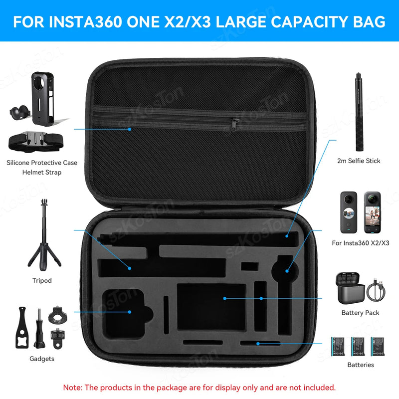 SZKOSTON Protective Carrying Case for Insta360 X4 X3 X2 – Portable Storage Bag