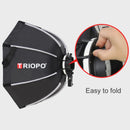 Triopo 90cm Octagon Softbox with Grid – Foldable Speedlite Soft Box for Godox V1, AD200, Yongnuo 560