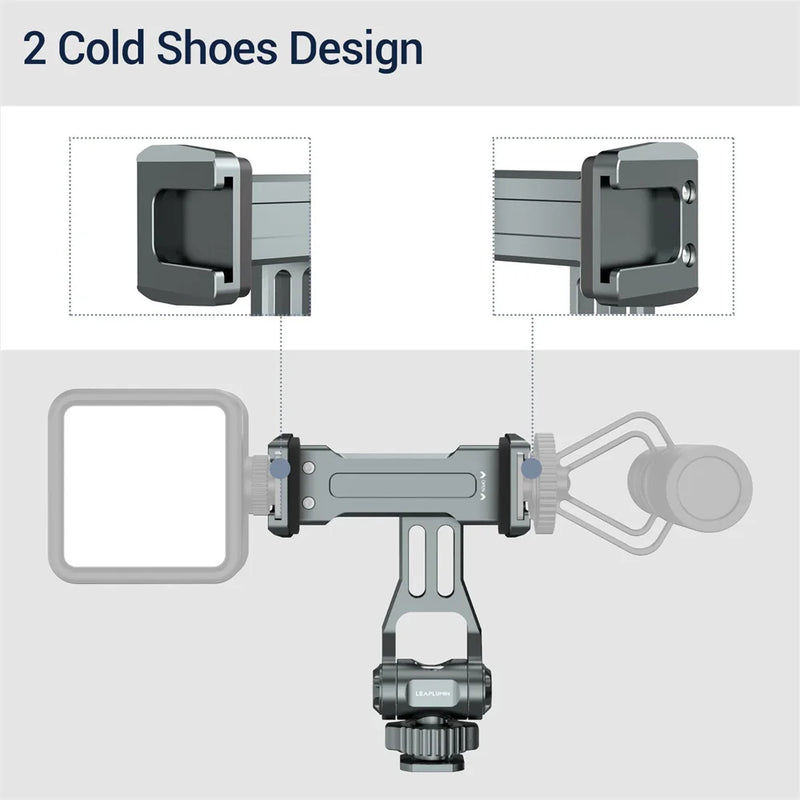 VRIG Aluminum Hot Shoe Phone Mount with Dual Cold Shoe & 360° Rotation for DSLR & Smartphones
