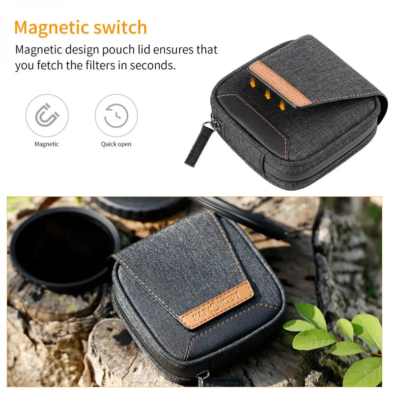Filter Pouch Case with 4 Pockets – Water-Resistant Dustproof Bag for 37mm–95mm Filters