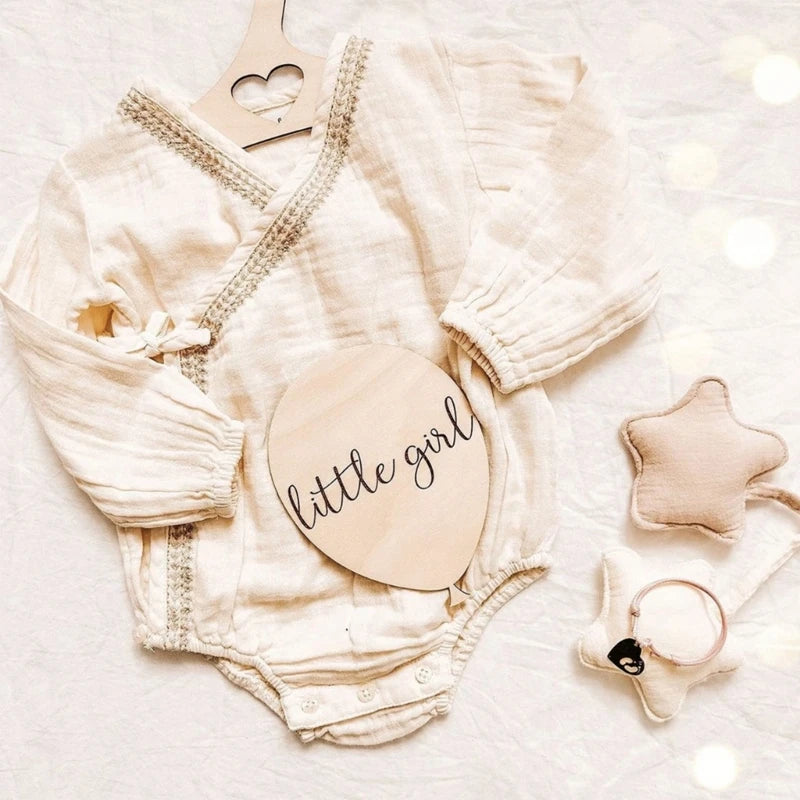 KLV Baby Wooden Balloon Milestone Card – 1-12 Month Newborn Photography Prop & Birthday Gift