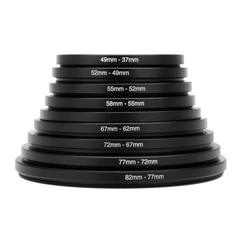SZKOSTON 9/18-Piece Filter Ring Adapter Set – Step-Up & Step-Down Rings 37-82mm for DSLR Lenses